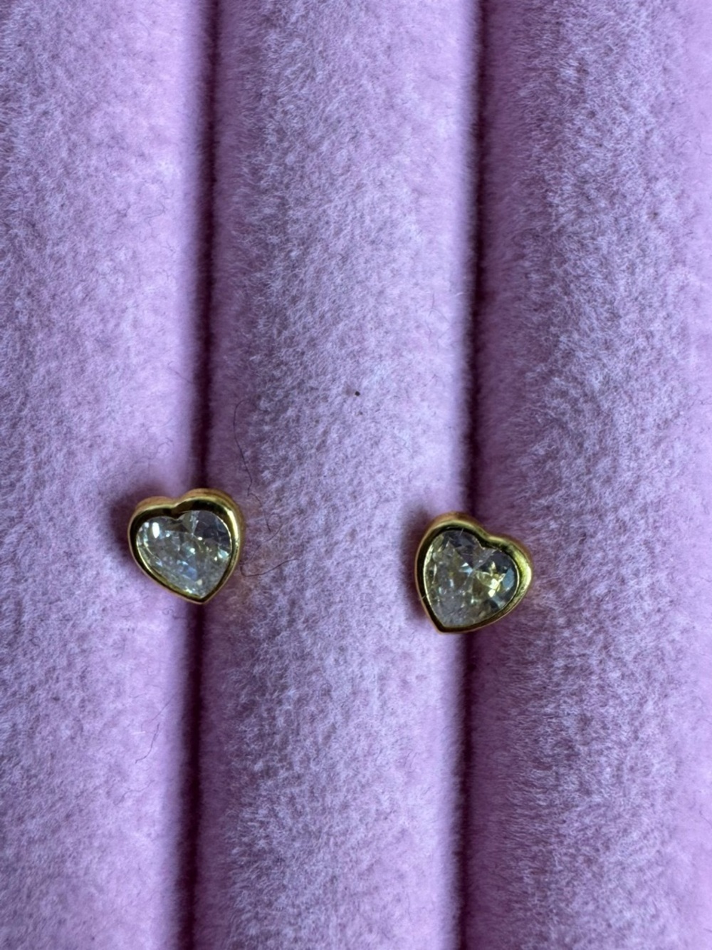 Gold Heart Cubic Zirconia Stud Earrings -